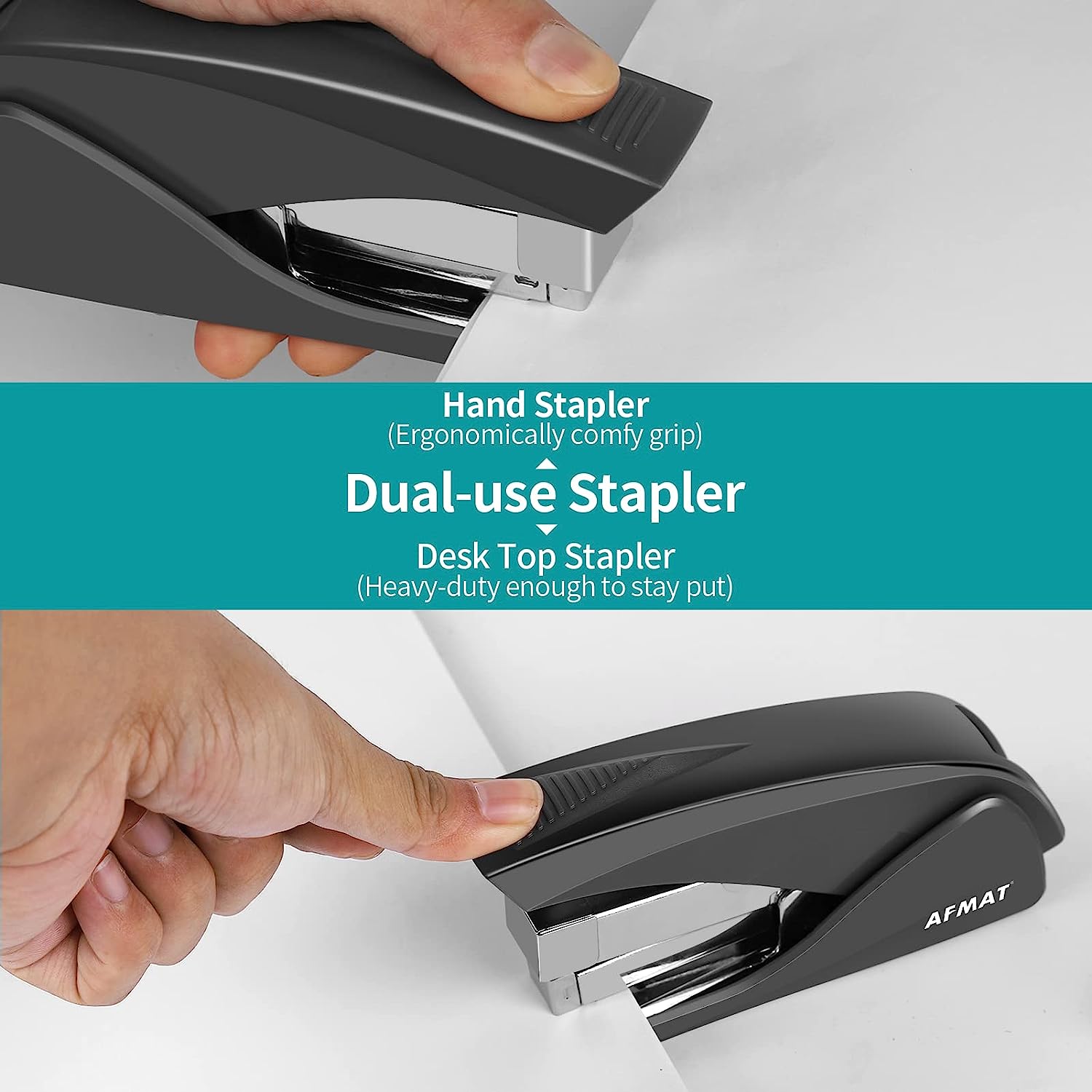 AFMAT Stapler for Desk, 50 Sheets Effortless Stapler, Ergonomic Office Stapler, Low Force, One Touch Stapling Desk Stapler, Built-in Staple Remover, Portable & Space Save Size, Good for Home & Office - Image 6